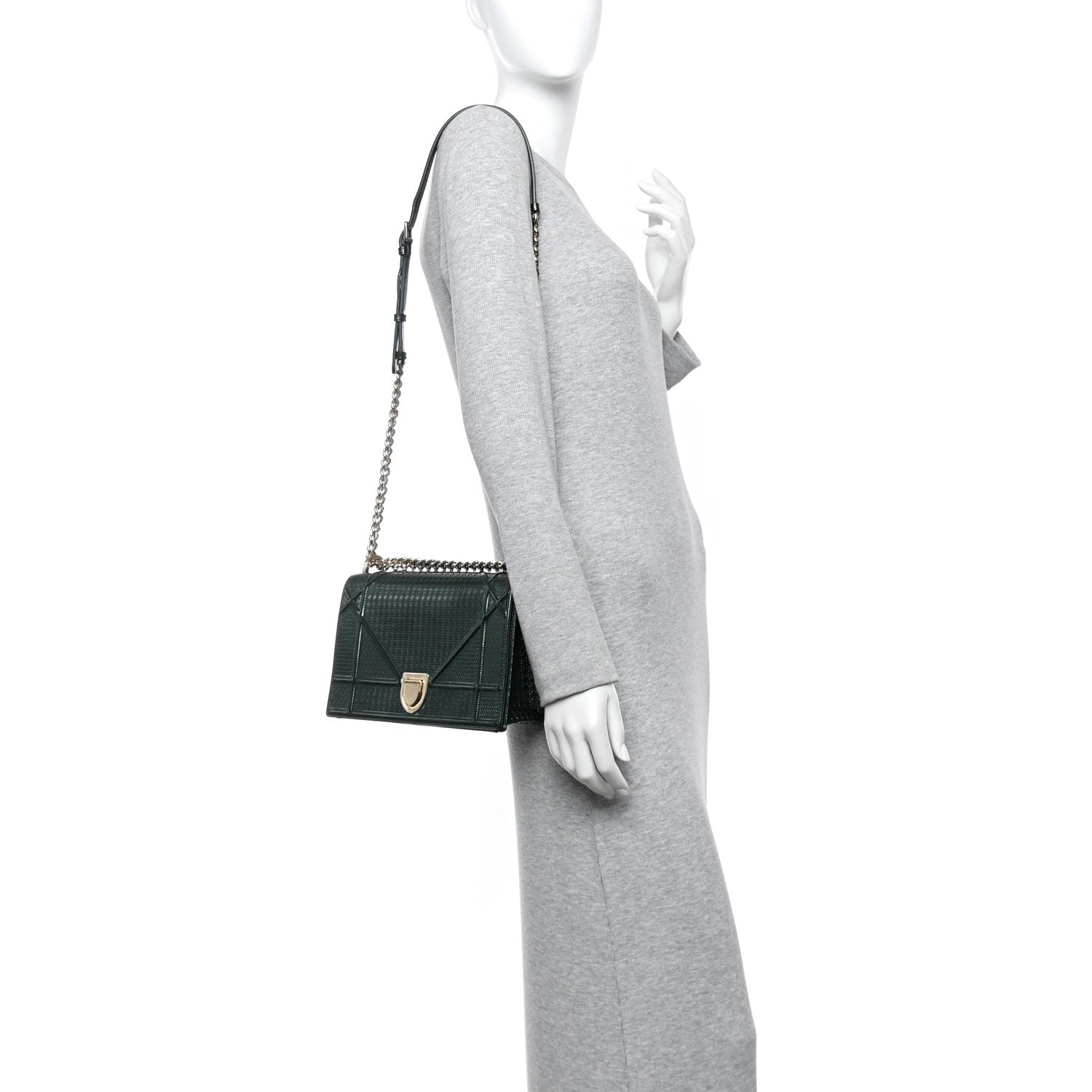 Christian Dior Metallic Patent Micro-Cannage Medium Diorama Flap Bag Malachite Green 2 of 11