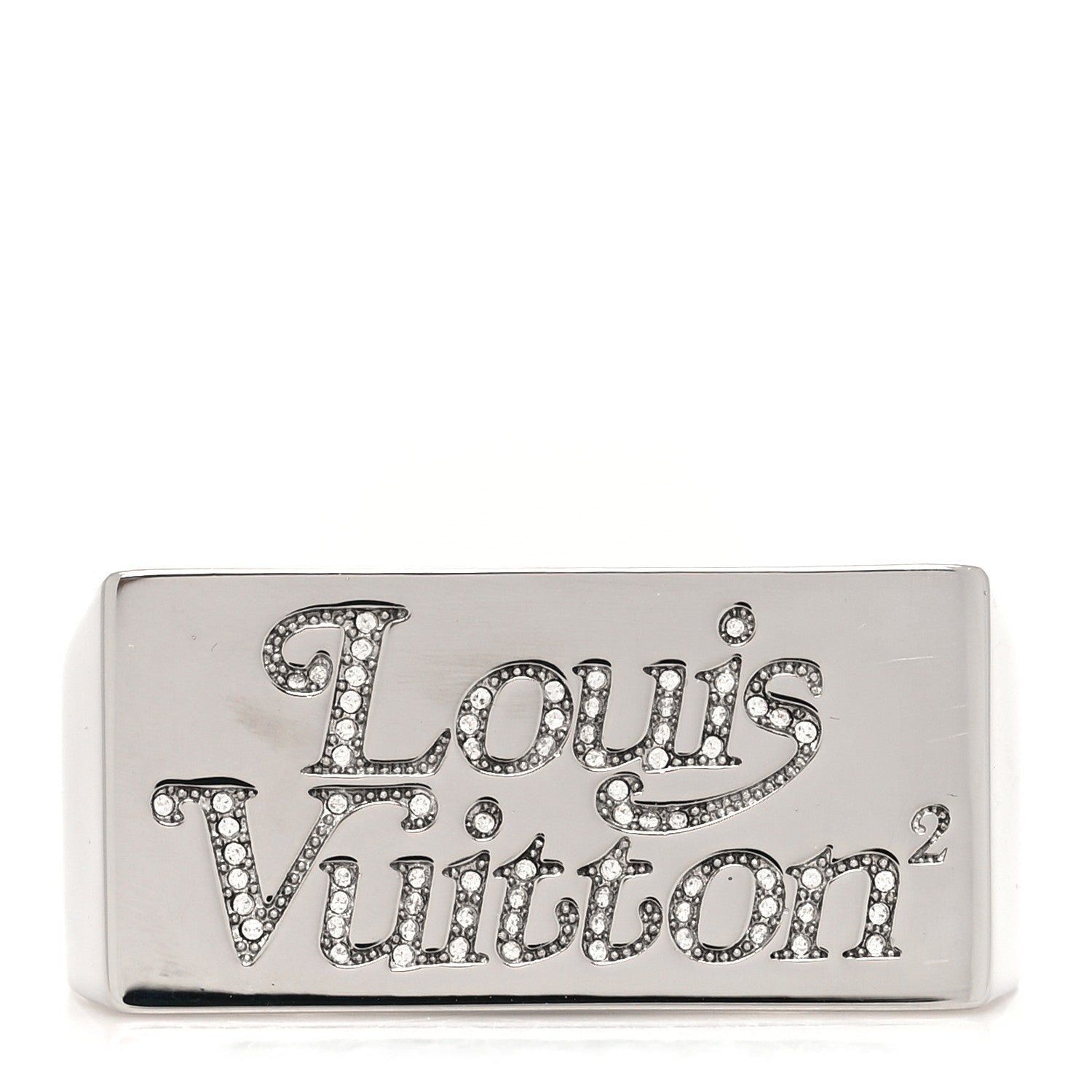 Louis Vuitton X NIGO Stainless Steel Strass Squared Double Ring M Silver 1 of 5