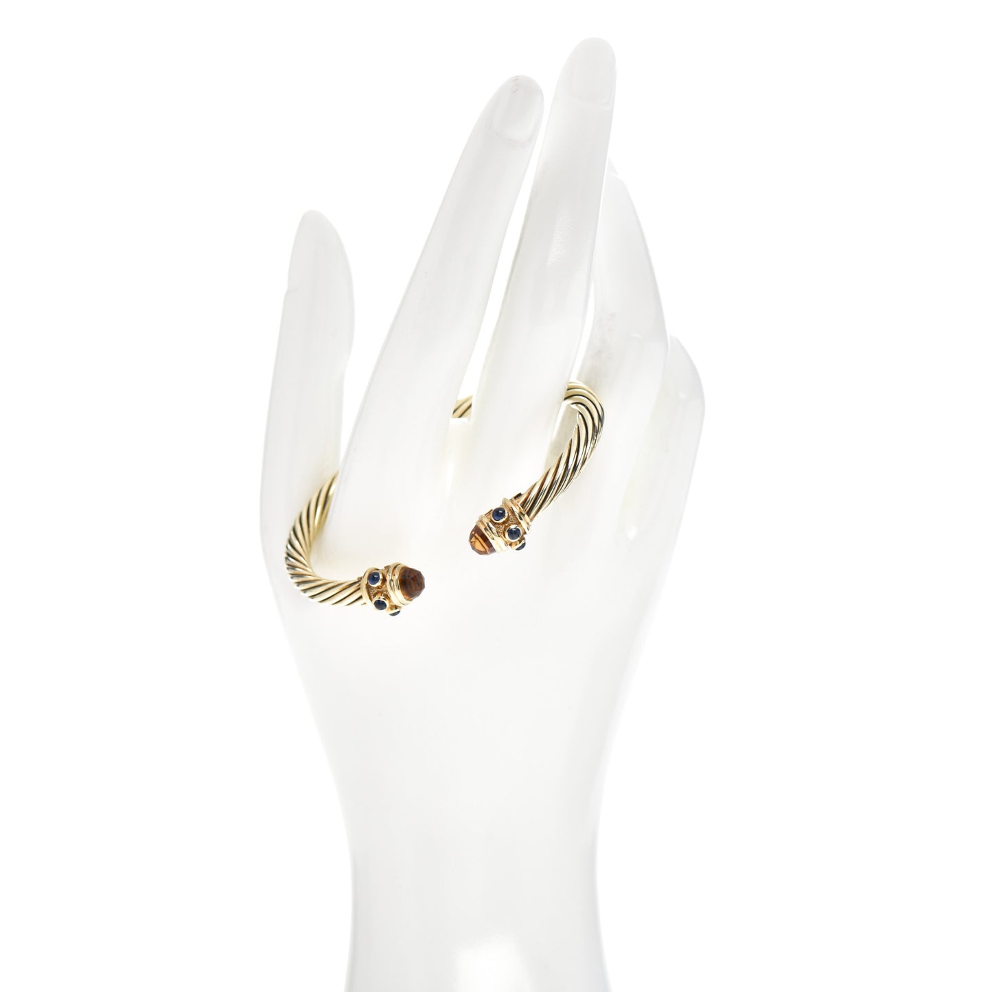 14K Yellow Gold Citrine Blue Sapphire 5mm Renaissance Bracelet
