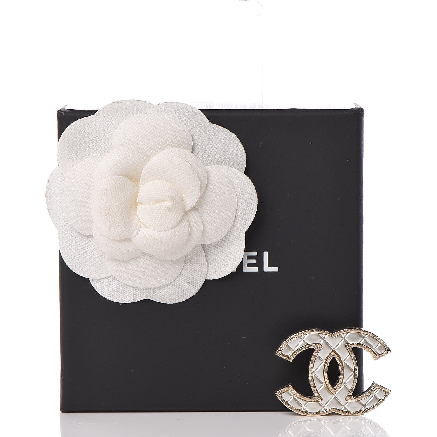 Chanel Metal Quilted CC Brooch Silver Gold 7 of 7