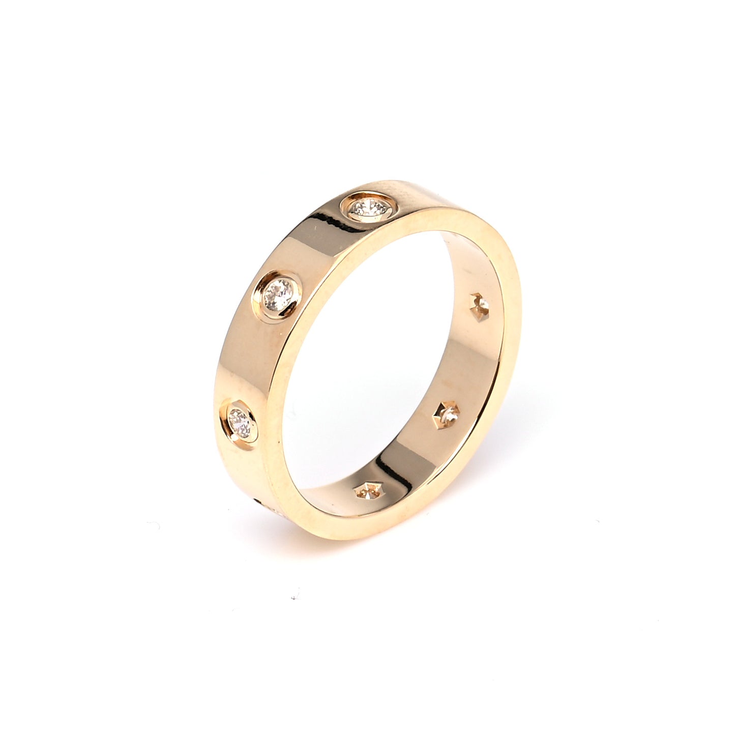 18K Yellow Gold 8 Diamond 4mm LOVE Wedding Band Ring 49 5