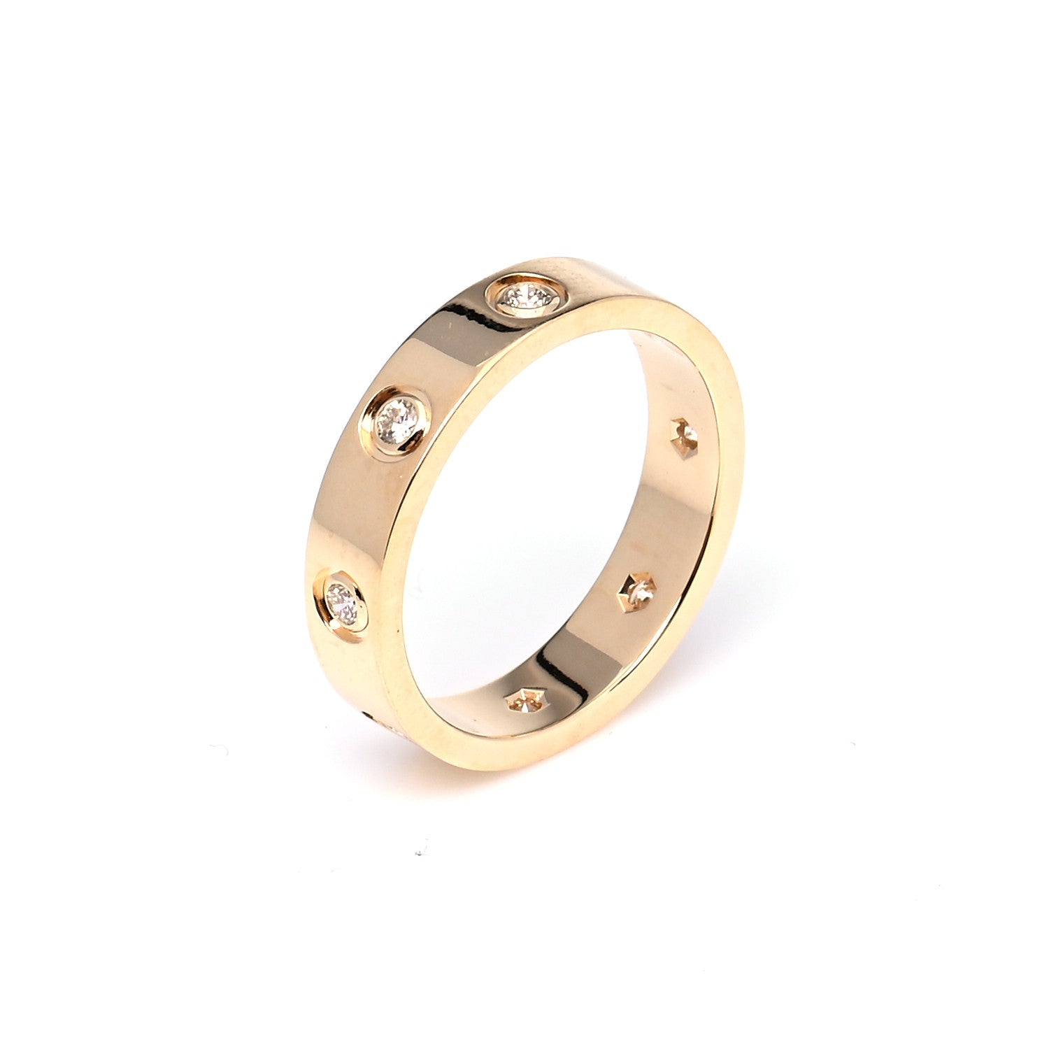 Cartier 18K Yellow Gold 8 Diamond 4mm LOVE Wedding Band Ring 49 5 4 of 7