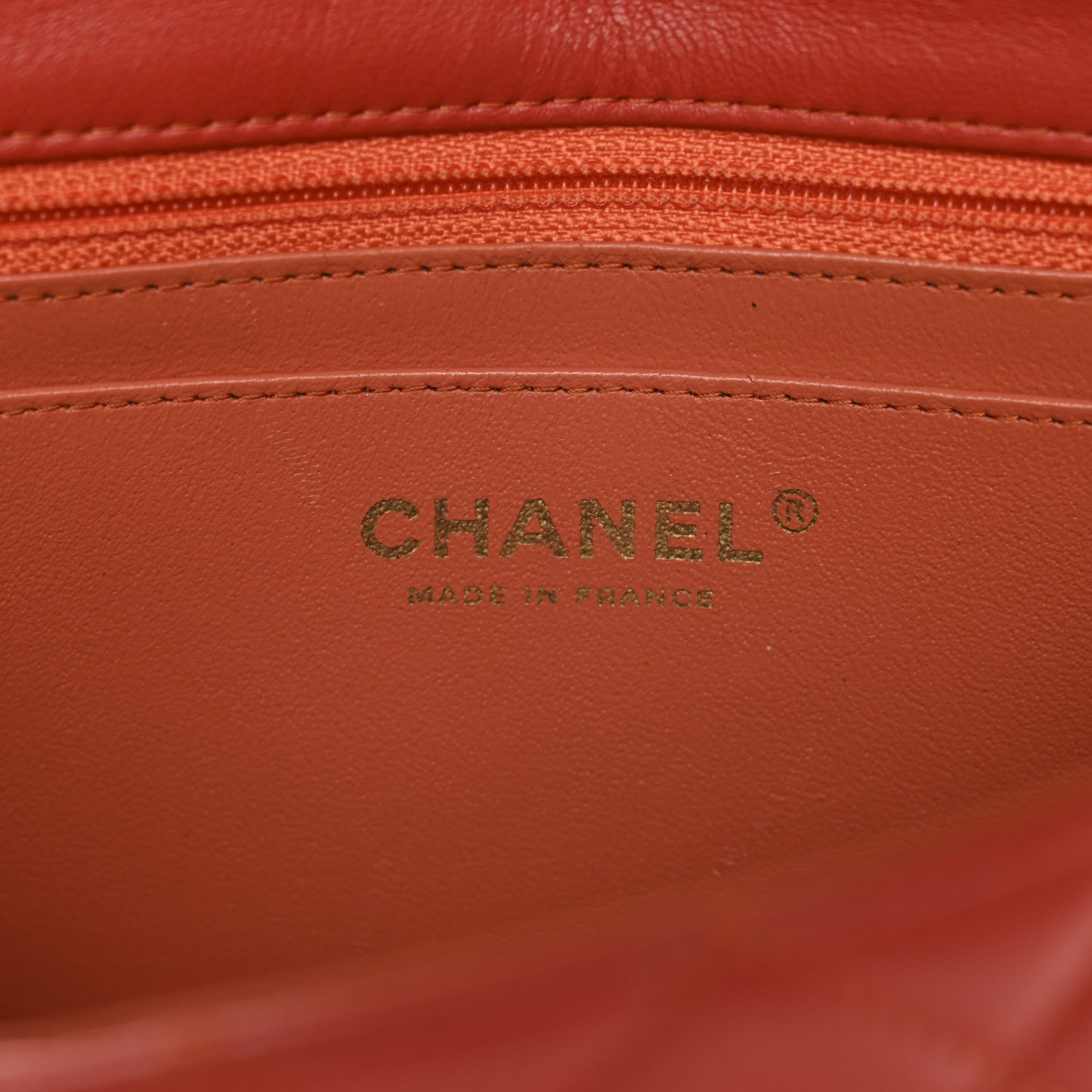 Lambskin Quilted Mini Rectangular Flap Orange