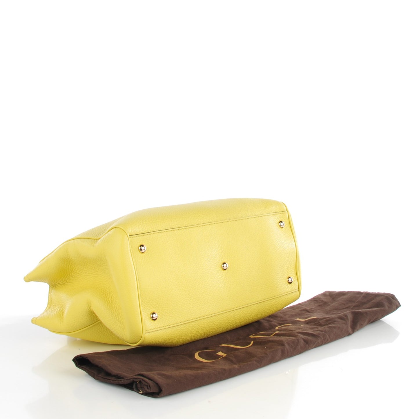 Pebbled Calfskin Medium Bamboo Shopper Tote Citrus