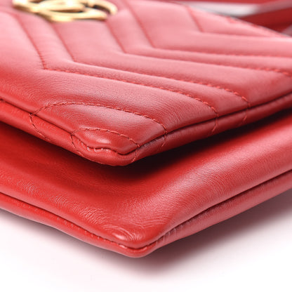 Gucci Calfskin Matelasse Small GG Marmont Double Zip Shoulder Bag Hibiscus Red 8 of 11