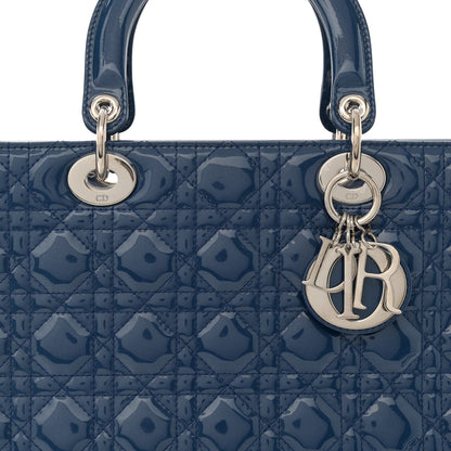 Christian Dior Patent Cannage Large Lady Dior Blue 8 of 11