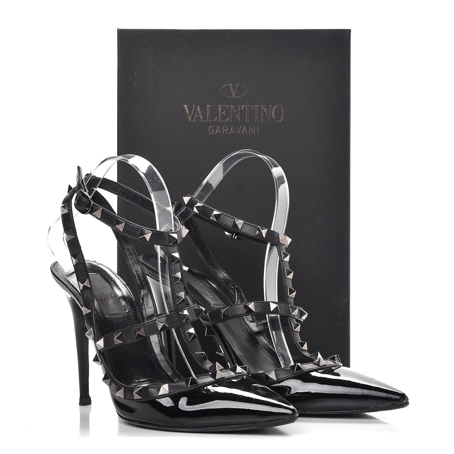 Patent Rockstud Ankle Strap Pumps 40.5 Black