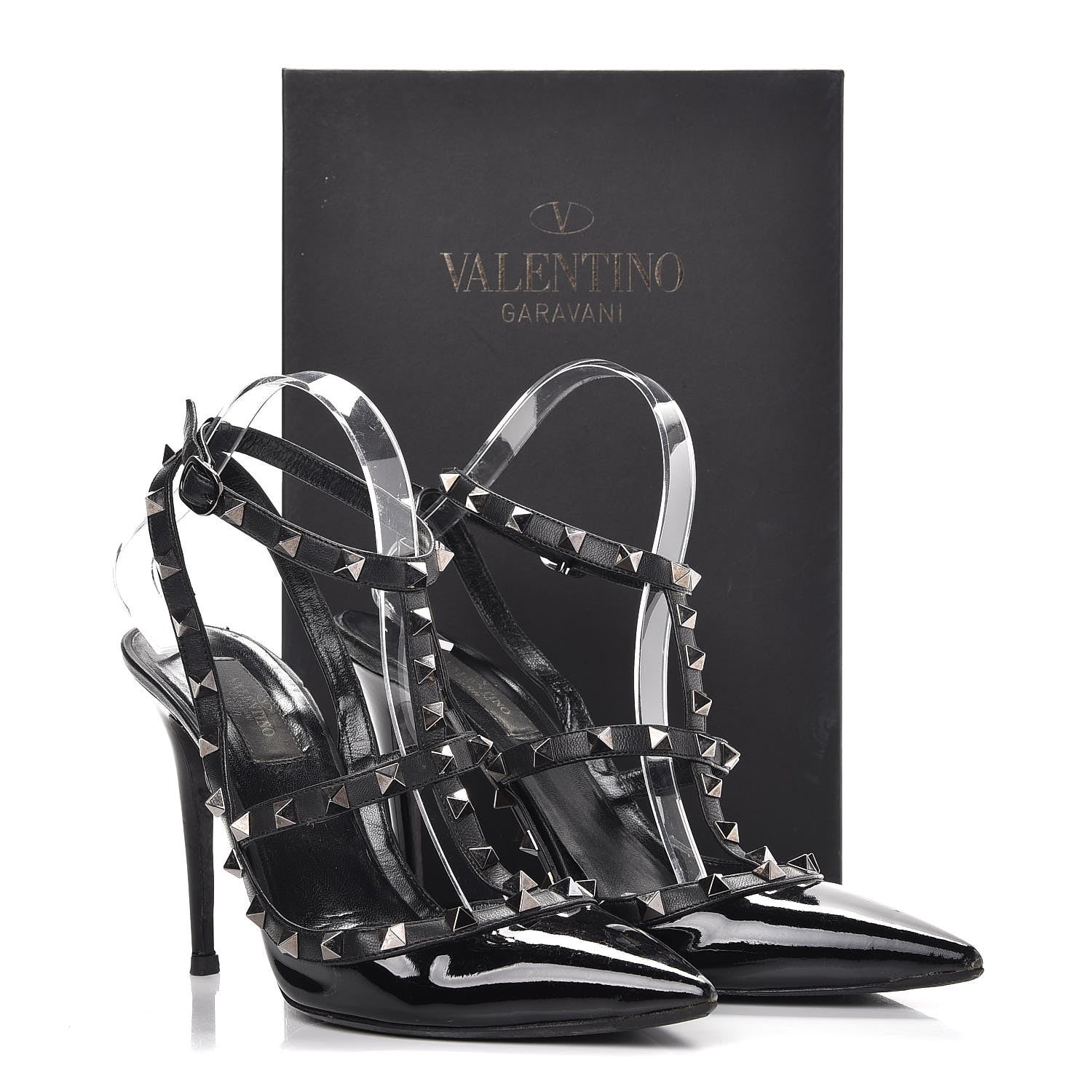 Valentino Garavani Patent Rockstud Ankle Strap Pumps 40.5 Black 10 of 10