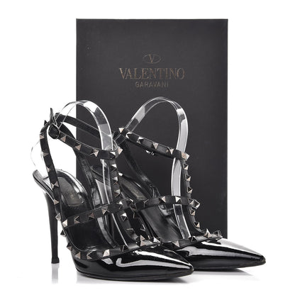 Valentino Garavani Patent Rockstud Ankle Strap Pumps 40.5 Black 10 of 10