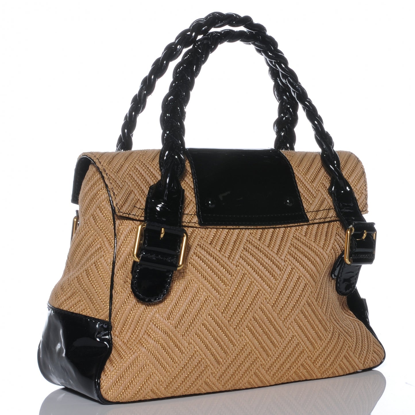 Woven Straw Patent Histoire Black