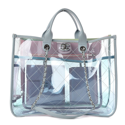 Chanel Lambskin PVC Quilted Medium Coco Splash Shopping Bag Blue Green Pink 1 of 9