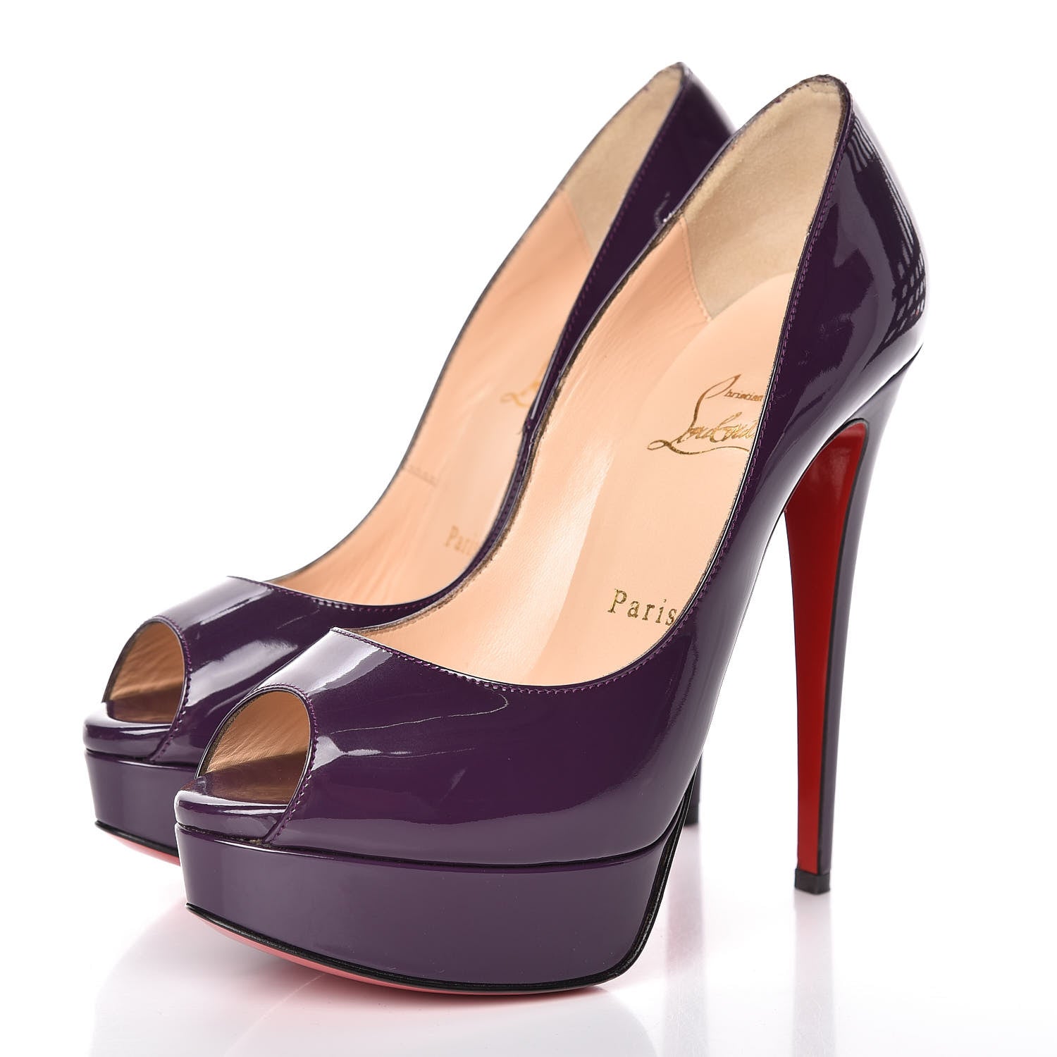 Christian Louboutin Patent Lady Peep 150 Pumps 36.5 Violet 3 of 10