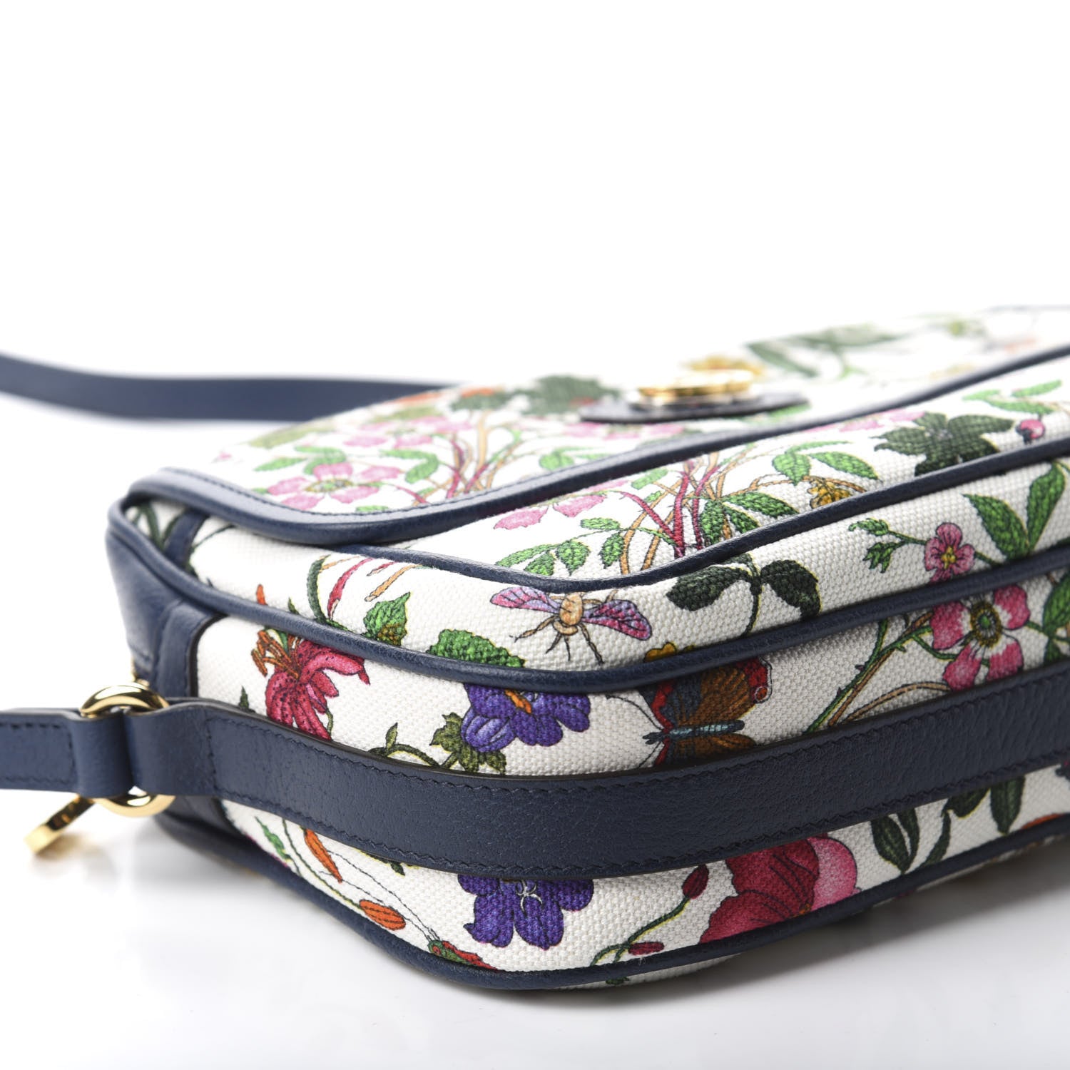 Gucci Canvas Flora Floral Shoulder Bag White Blue Agata Mulitcolor 6 of 10