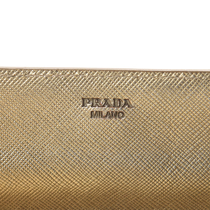 Prada Saffiano Metal Bar Continental Flap Wallet Platino 6 of 11