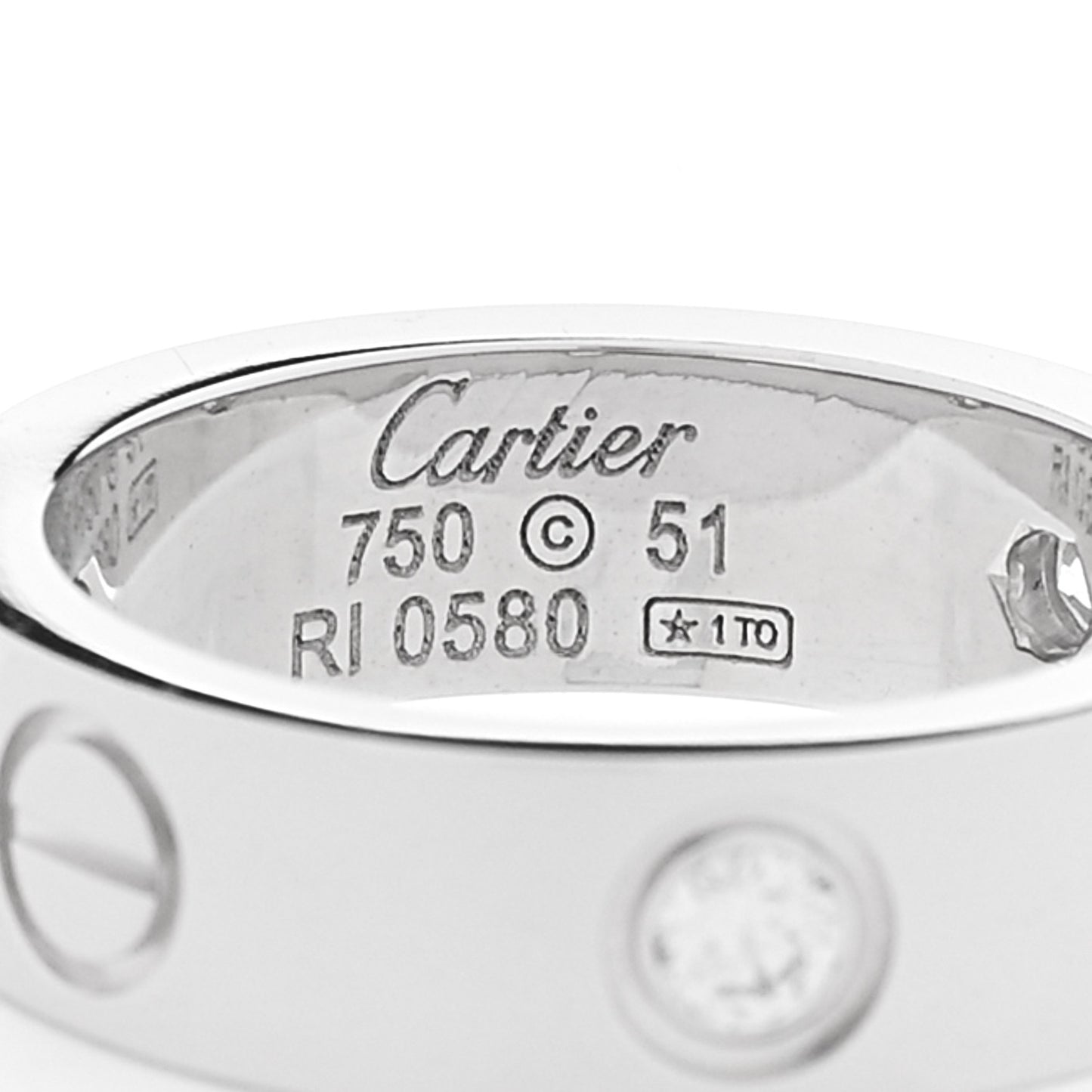 18K White Gold 3 Diamond 5.5mm LOVE Ring 51 5.75