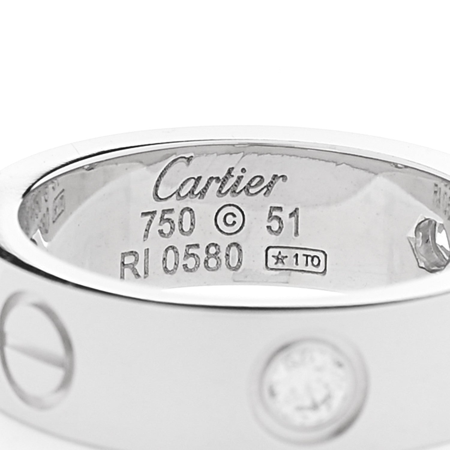 Cartier 18K White Gold 3 Diamond 5.5mm LOVE Ring 51 5.75 4 of 5