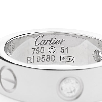 Cartier 18K White Gold 3 Diamond 5.5mm LOVE Ring 51 5.75 4 of 5