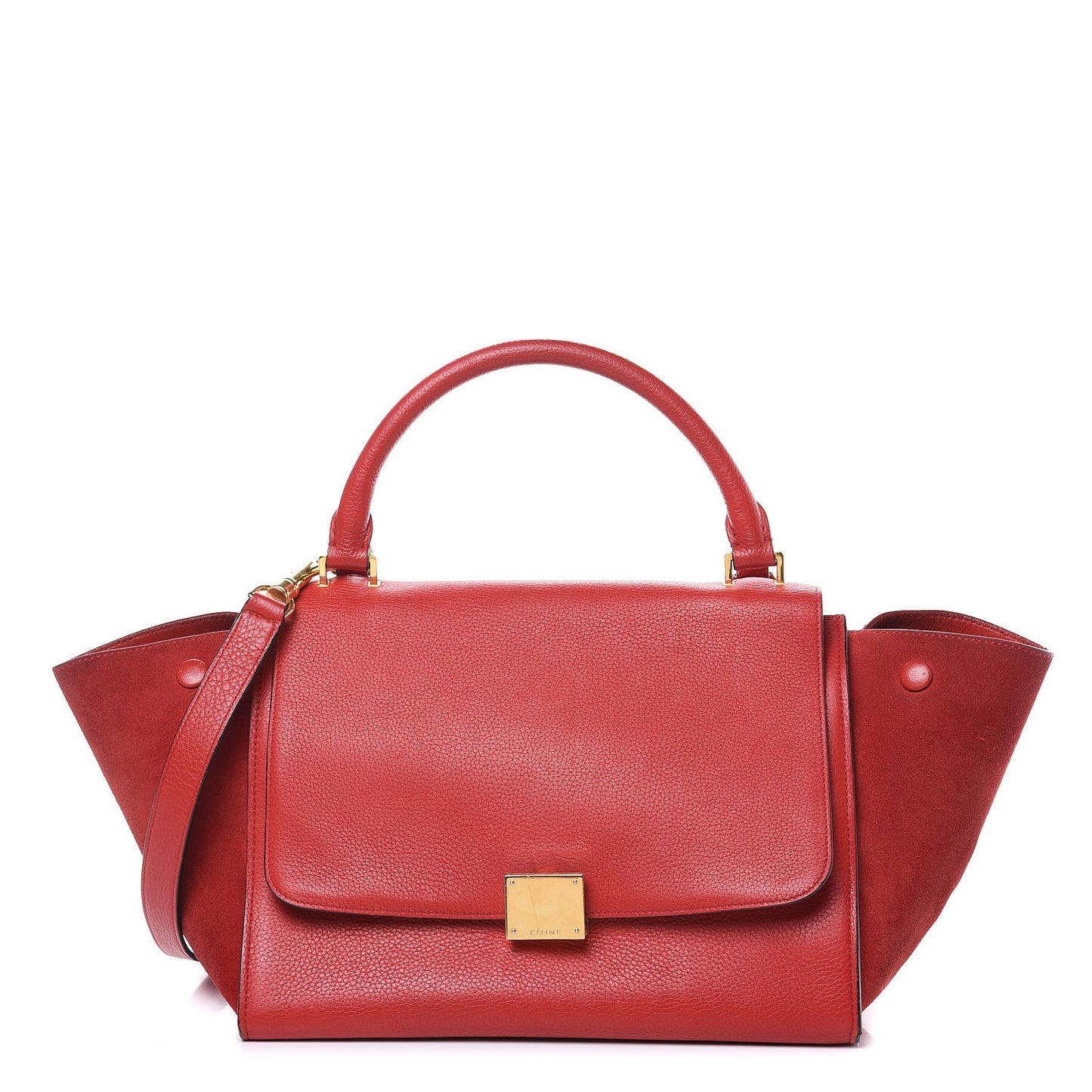 Drummed Calfskin Suede Small Trapeze Coquelicot