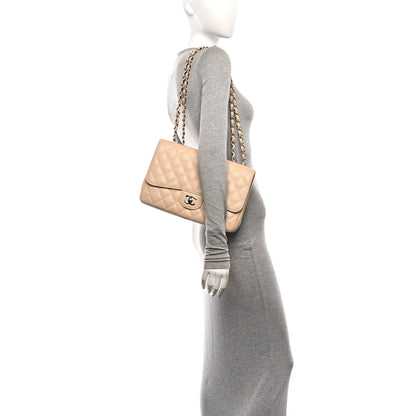 Chanel Caviar Quilted Jumbo Single Flap Beige Clair 2 of 10