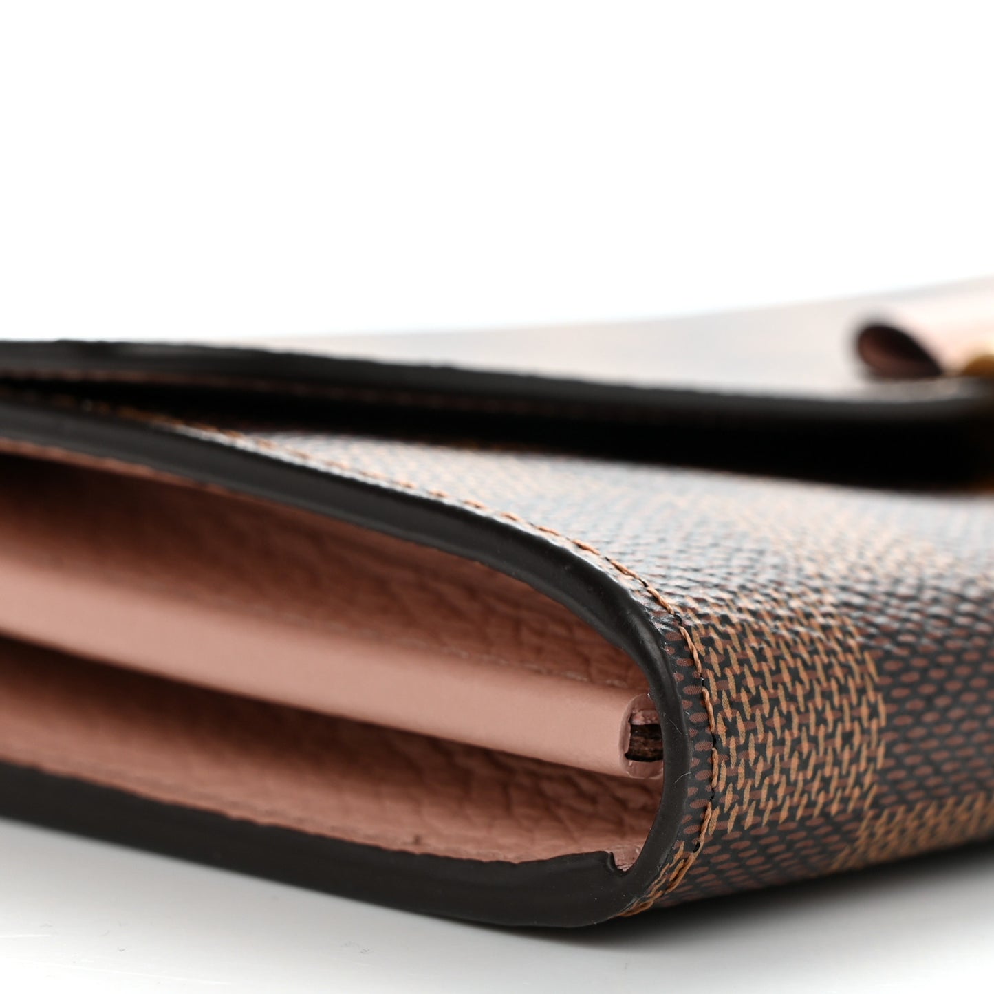 Damier Ebene Croisette Chain Wallet Rose Ballerine