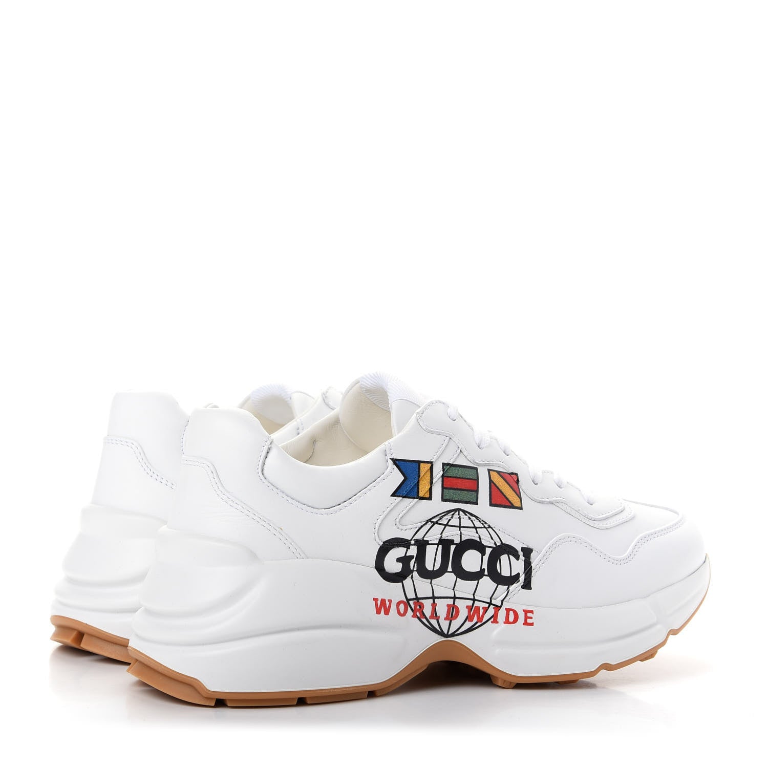 Gucci Calfskin Worldwide Womens Rhyton Sneakers 37.5 Great White 4 of 11