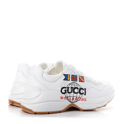 Gucci Calfskin Worldwide Womens Rhyton Sneakers 37.5 Great White 4 of 11