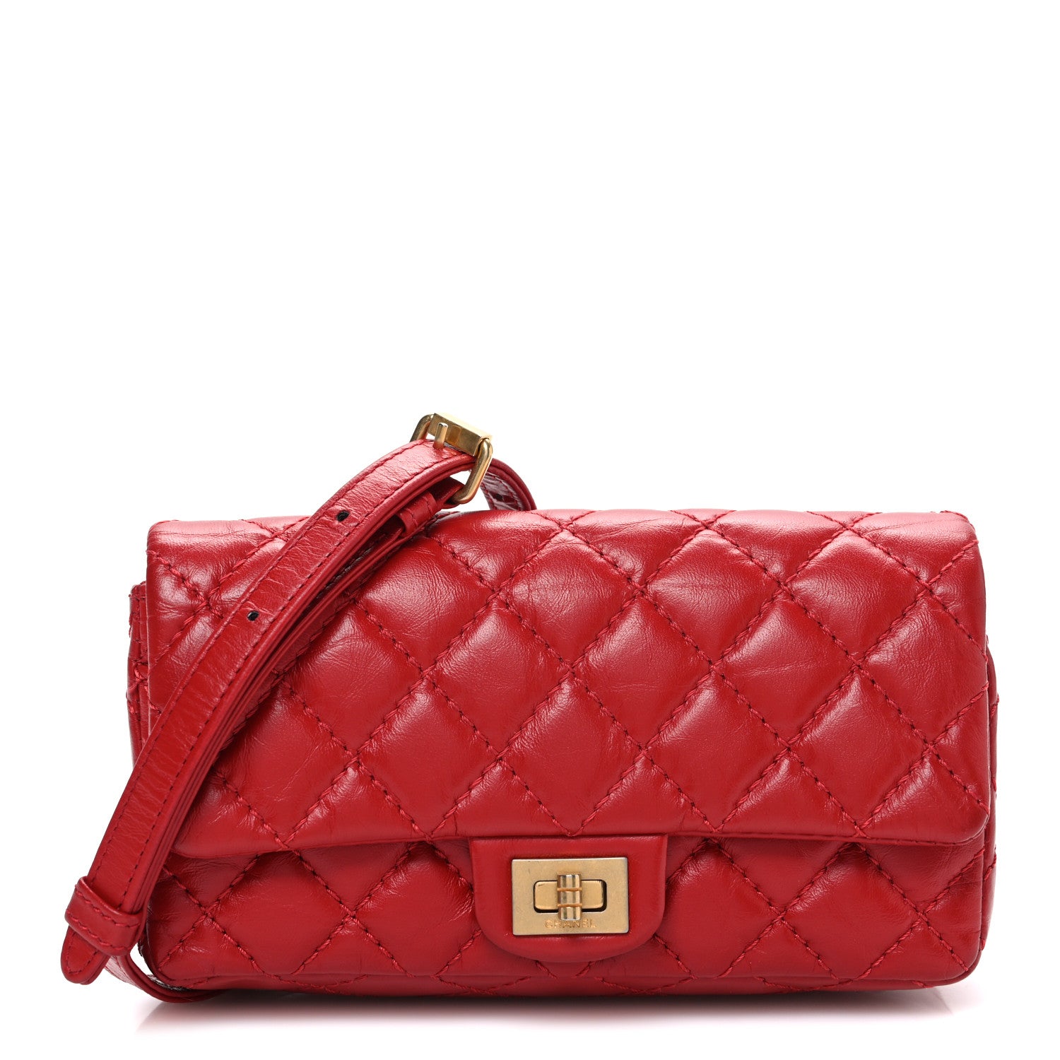 Chanel Aged Calfskin Quilted 2.55 Reissue Flap Belt Bag Red 1 of 10