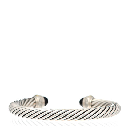 David Yurman Sterling Silver 14K Yellow Gold Black Onyx 7mm Cable Classics Bracelet 3 of 4