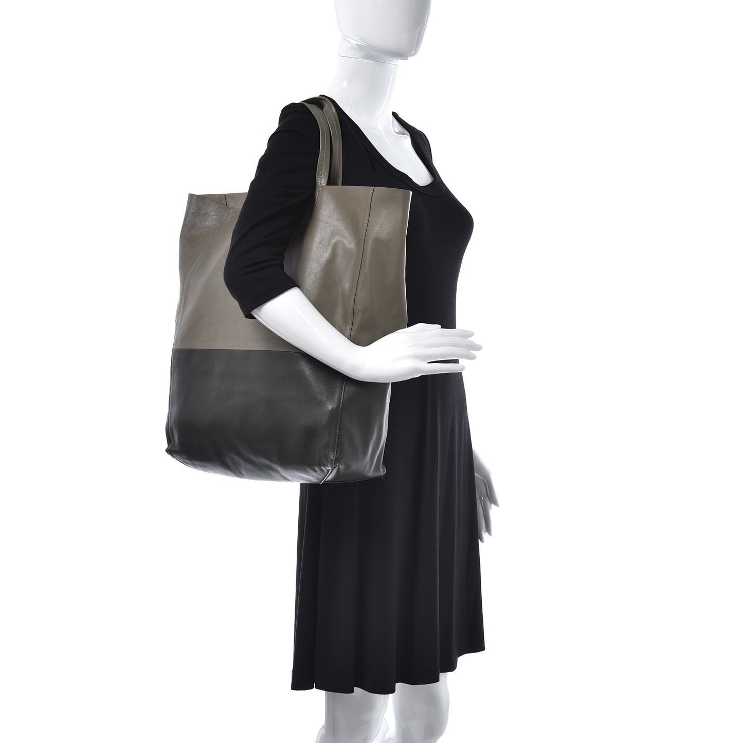 Grainy Calfskin House Check Medium Banner Tote Black