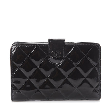 Chanel Patent Quilted Zip Pocket Wallet Black 1 of 7
