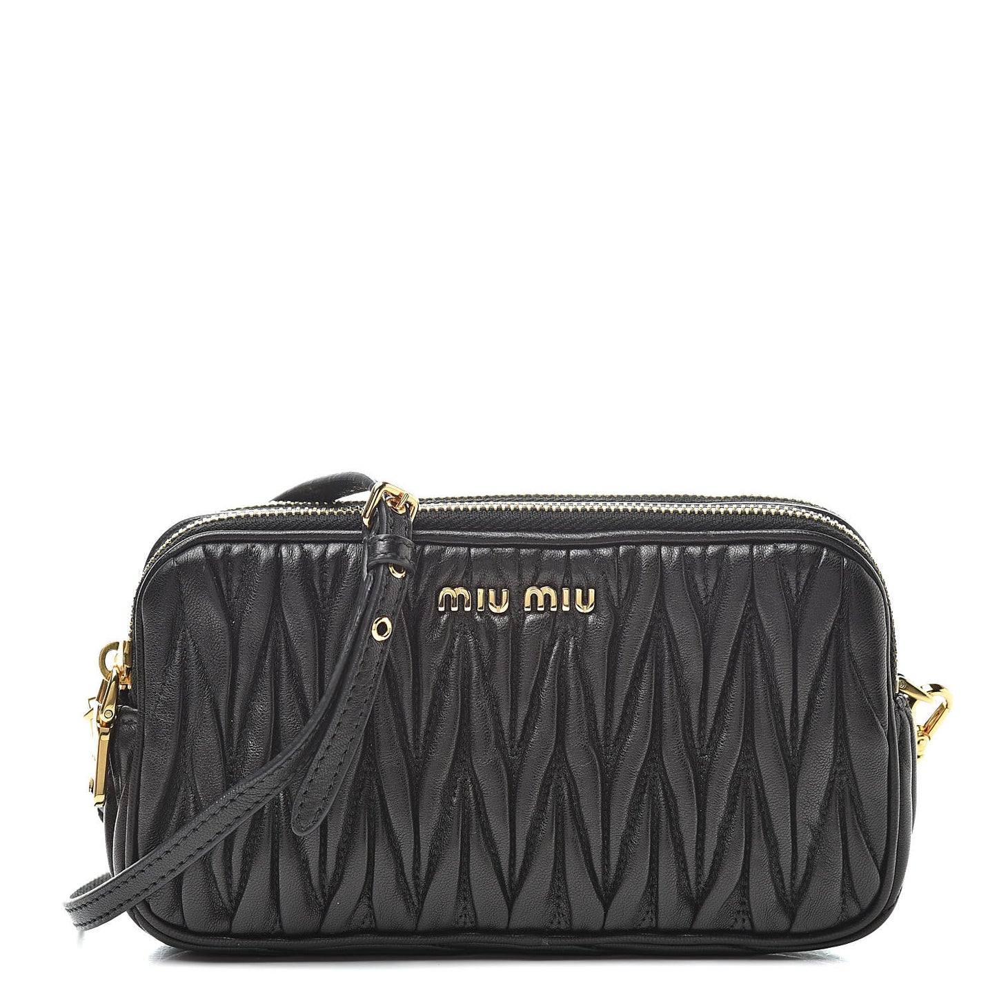Nappa Matelasse Double Zip Pochette Clutch Black