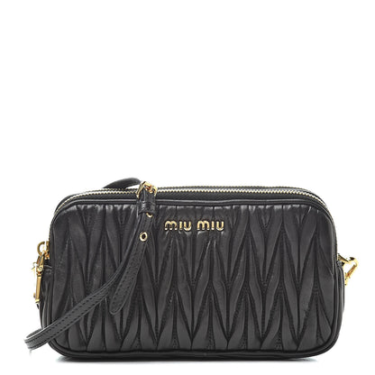Miu Miu Nappa Matelasse Double Zip Pochette Clutch Black 1 of 11