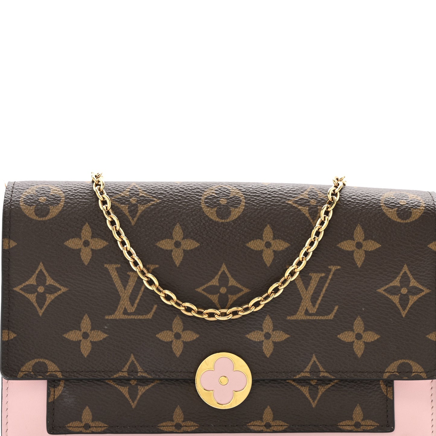Monogram Flore Chain Wallet Rose Ballerine
