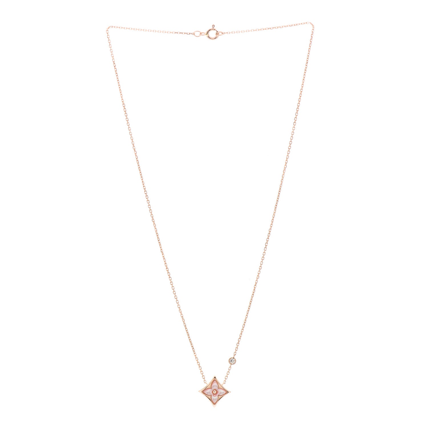 Louis Vuitton 18K Pink Gold Diamond Pink Mother of Pearl Color Blossom BB Star Pendant Necklace 2 of 3