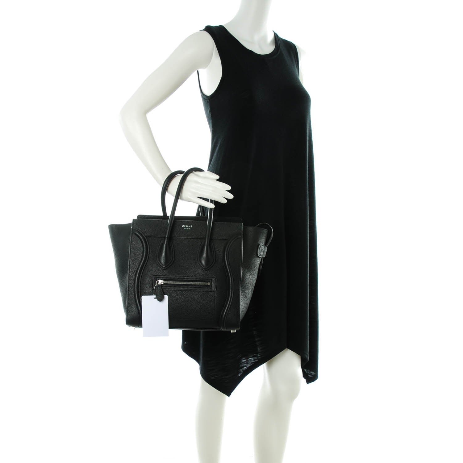 Celine Drummed Calfskin Micro Luggage Black 2 of 7