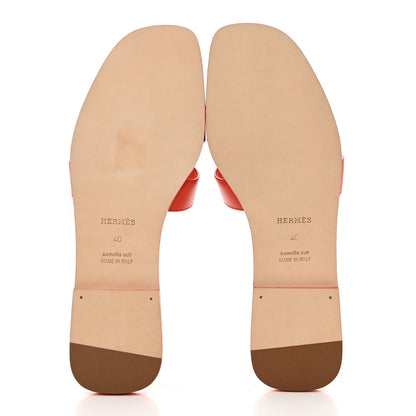 Hermes Calfskin Oran Sandals 40 Orange Capucine 5 of 9