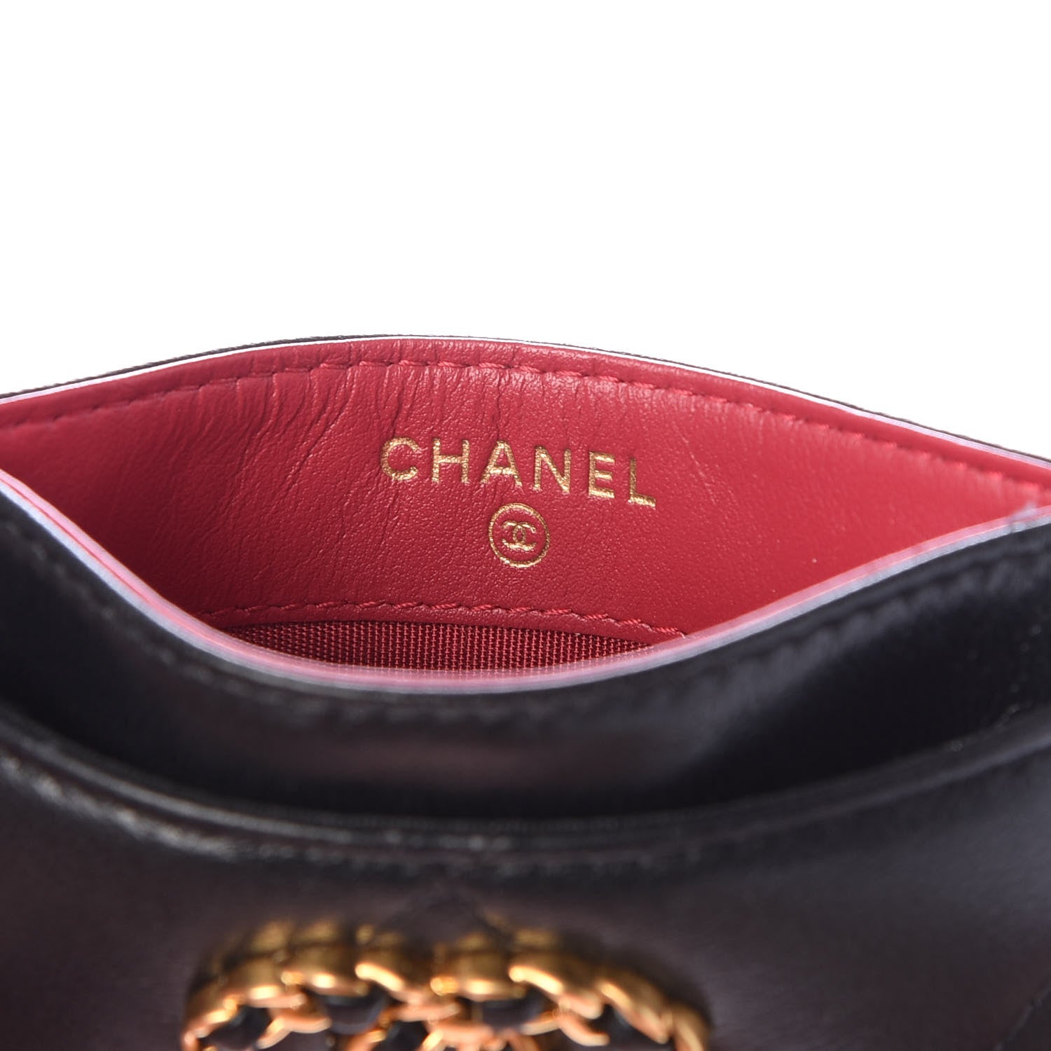 Chanel Goatskin Quilted Chanel 19 Card Holder Black 6 of 9