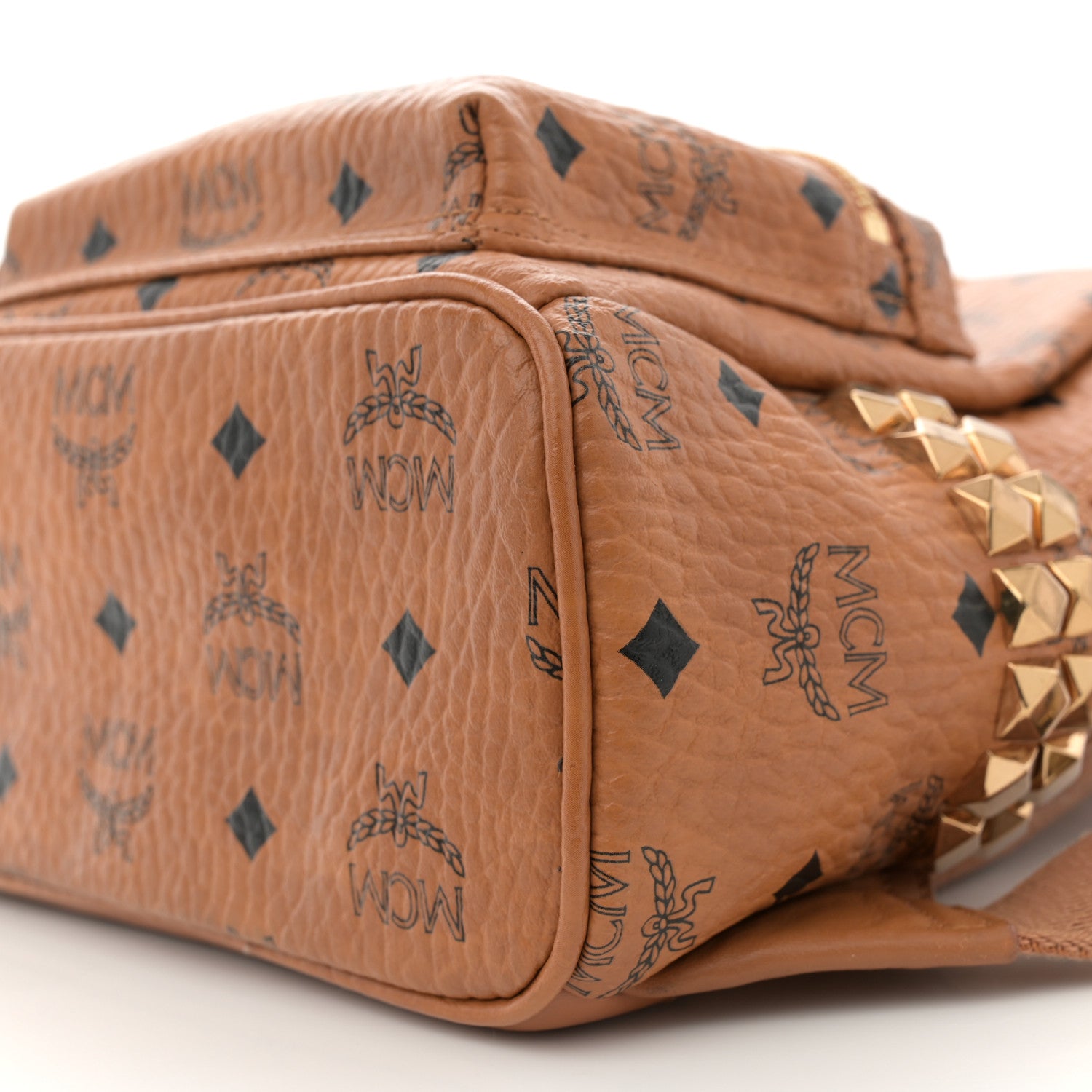 MCM Visetos Side Stud Mini Stark Backpack Cognac 9 of 9