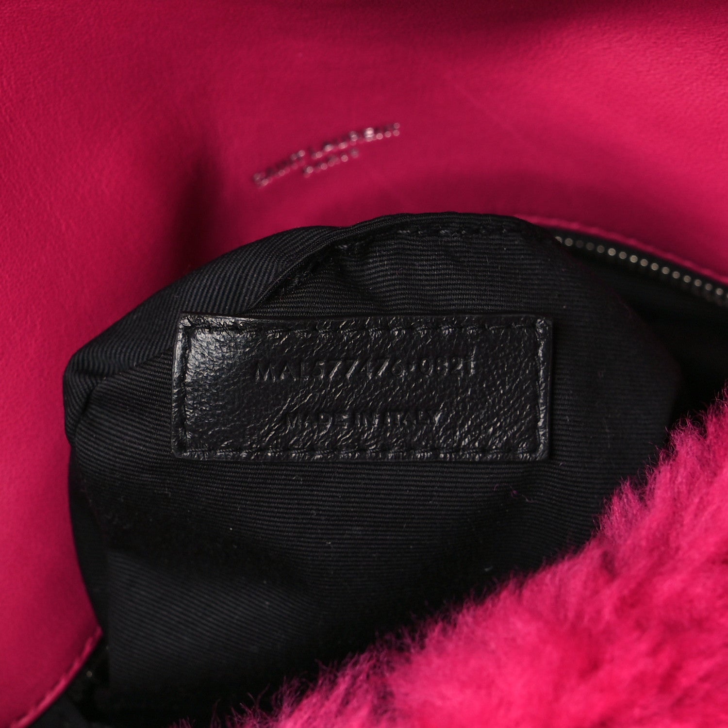 Saint Laurent Merino Shearling Lambskin Quilted Small Loulou Puffer Monogram Chain Satchel Fuchsia 7 of 10