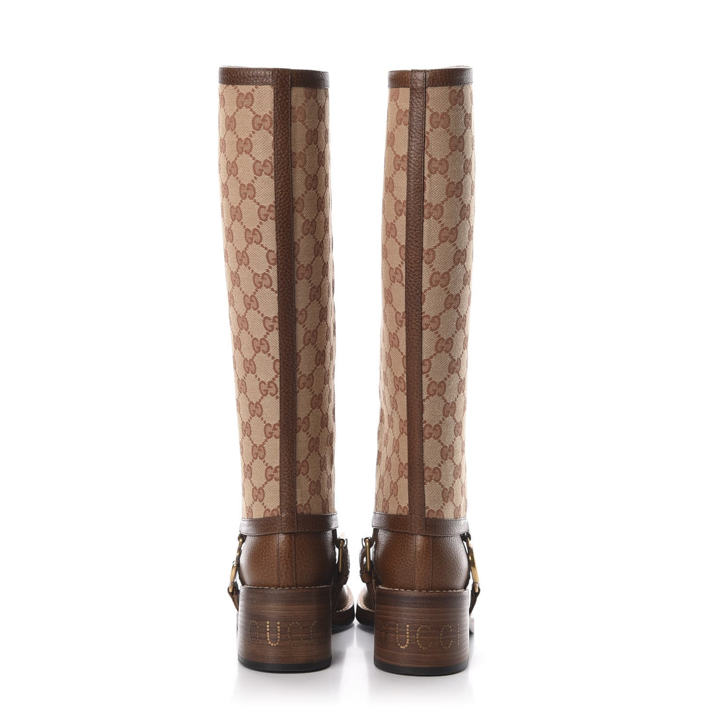 GG Monogram Calfskin Lola Tall Boots 36 Beige Ruggine Cuir