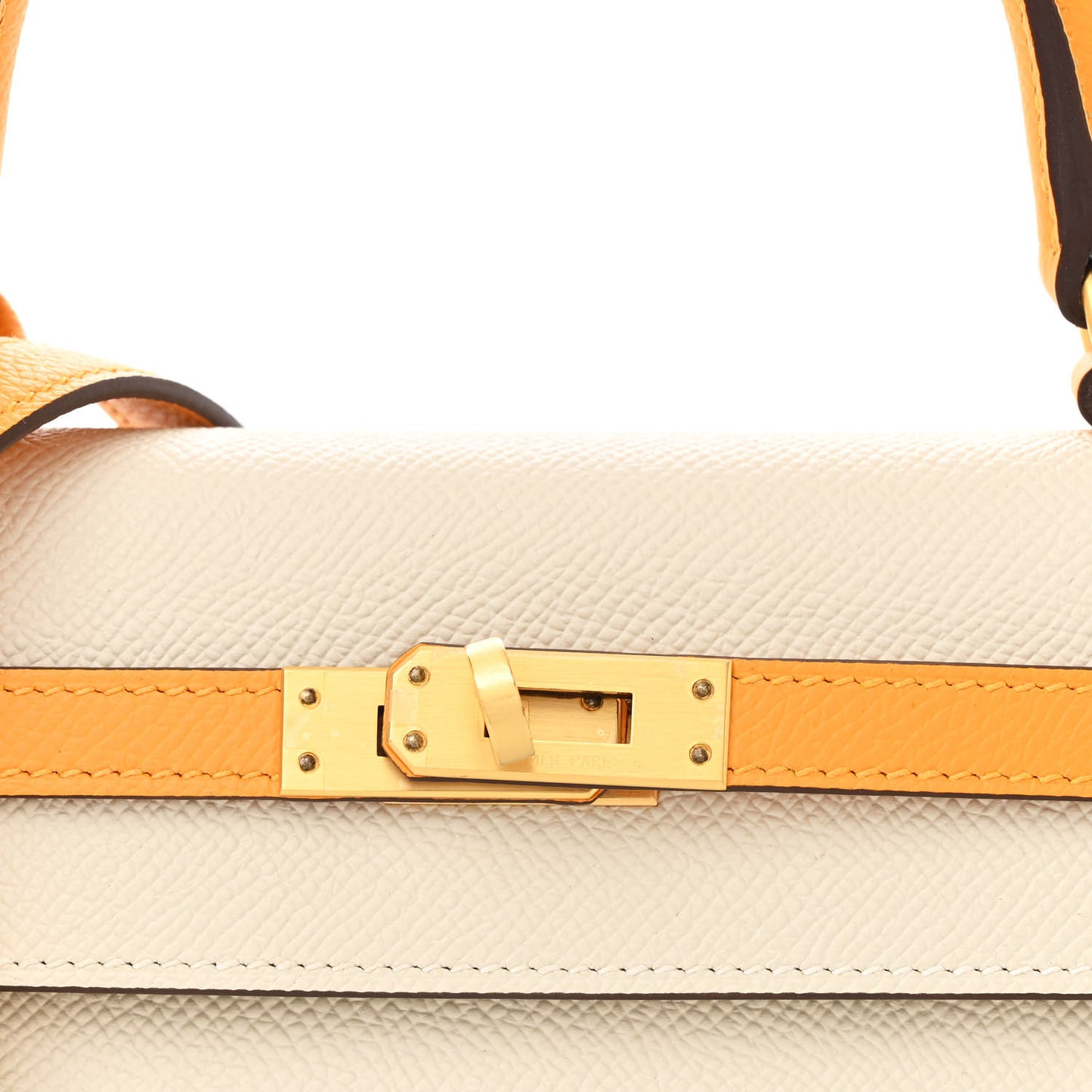 Epsom Bi-Color Horseshoe Kelly Sellier 25 Craie Jaune D'or
