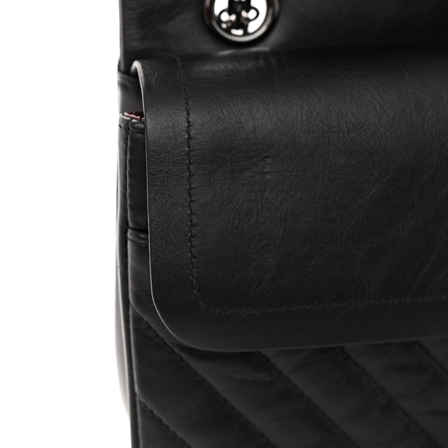 Aged Calfskin Chevron Quilted 2.55 Reissue 225 Flap So Black