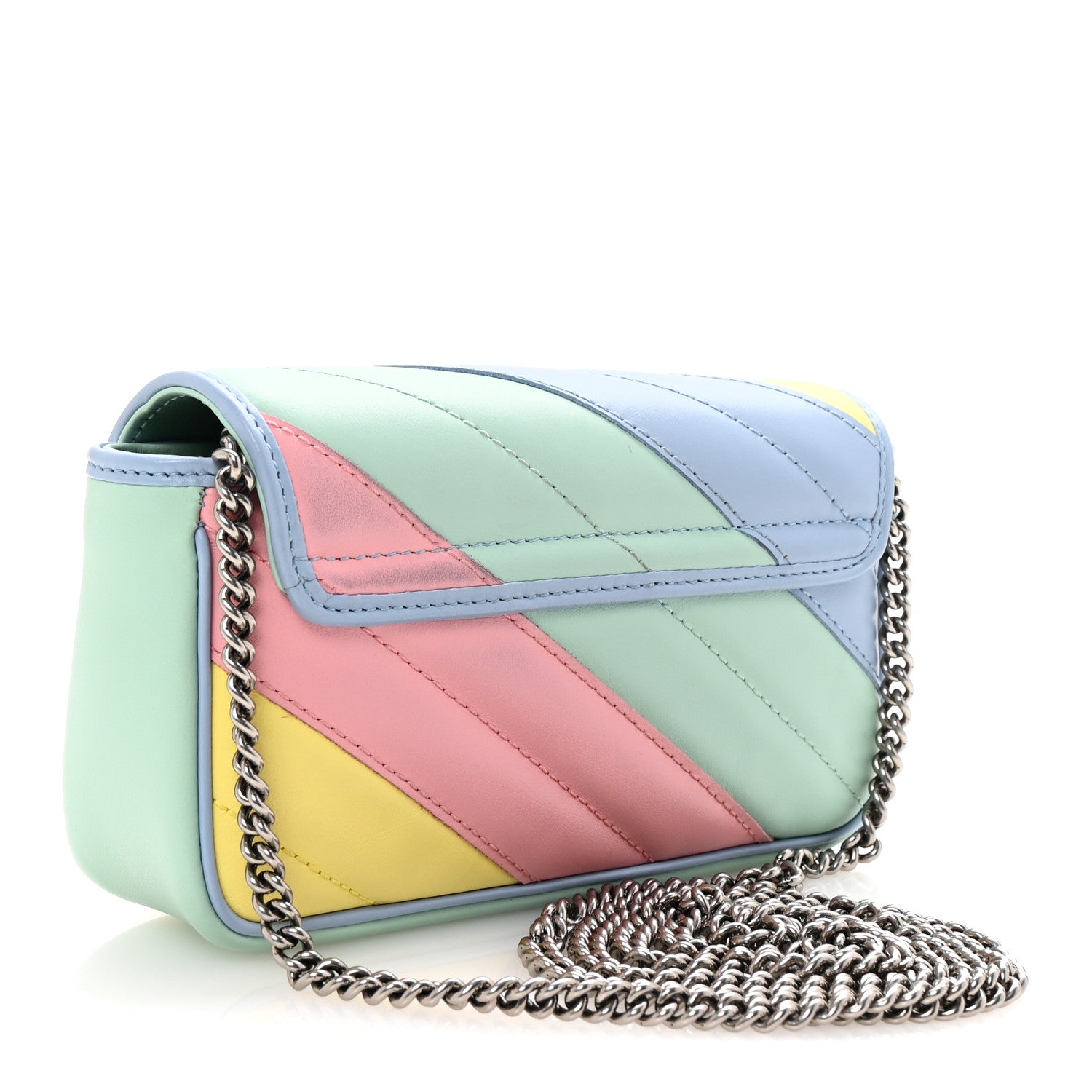 Gucci Calfskin Matelasse Diagonal Super Mini GG Marmont Shoulder Bag Multicolor Pastel 3 of 10