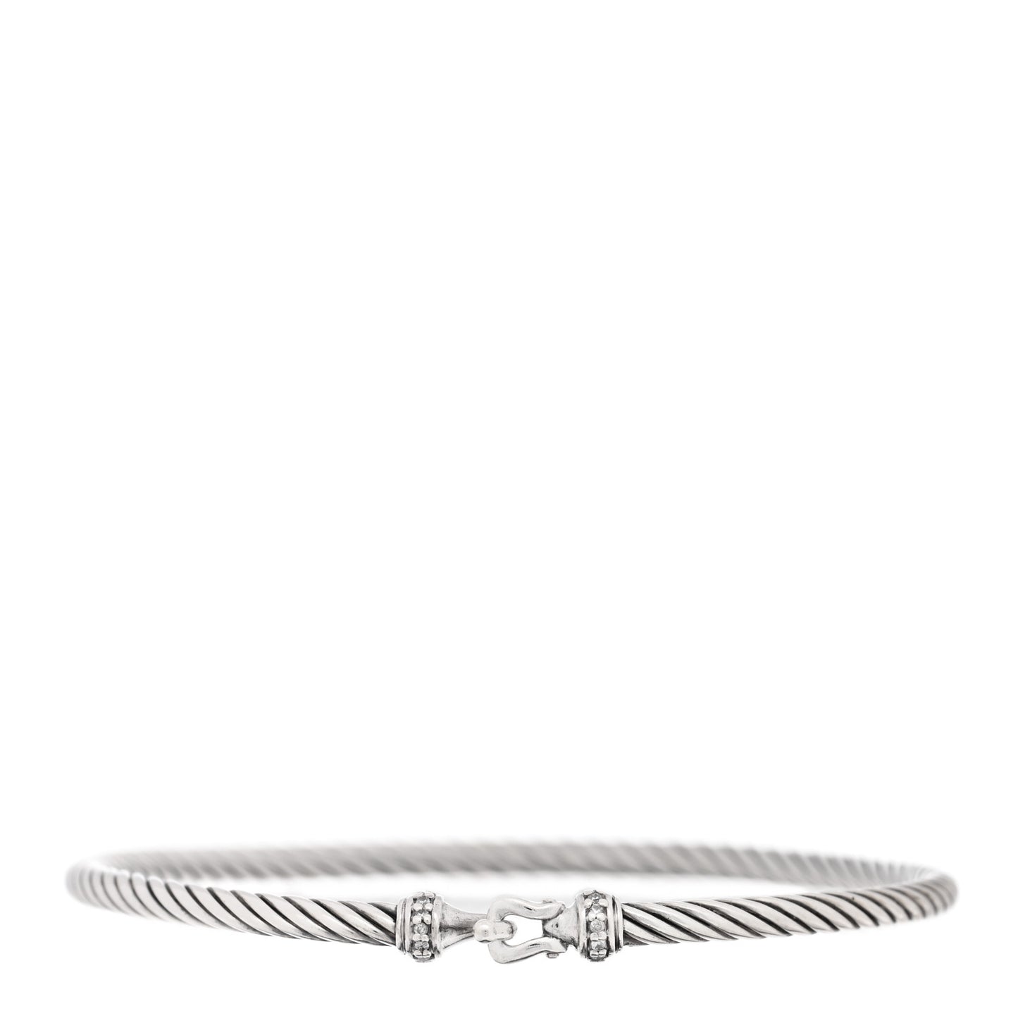 Sterling Silver Diamond 3mm Cable Buckle Bracelet