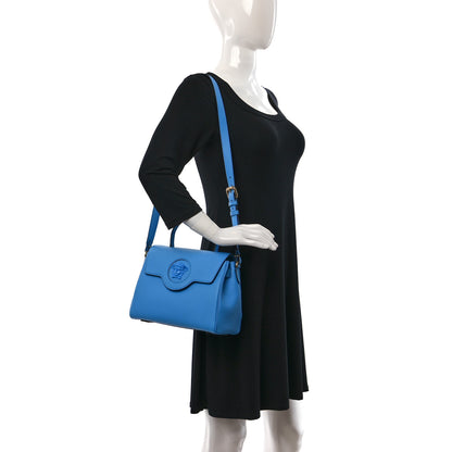 Versace Calfskin Medium La Medusa Top Handle Handbag Blue 2 of 11
