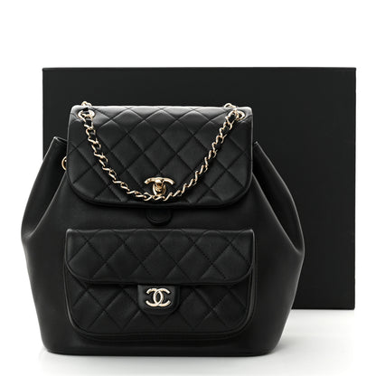 Chanel Lambskin Quilted Large Duma Drawstring Backpack Black 11 of 11