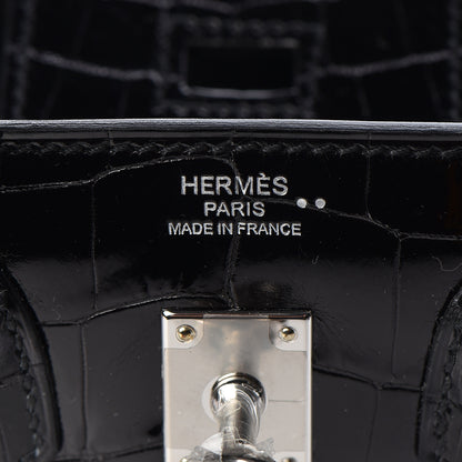 Hermes Shiny Niloticus Crocodile Birkin 25 Black 25 of 36