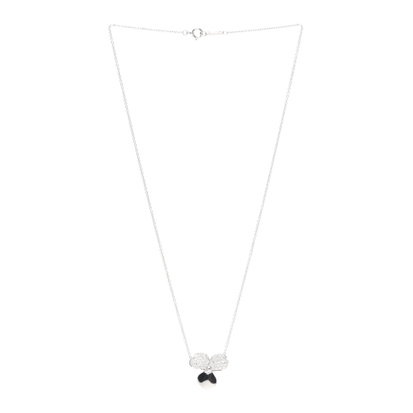 Platinum Diamond Paper Flowers Pendant Necklace