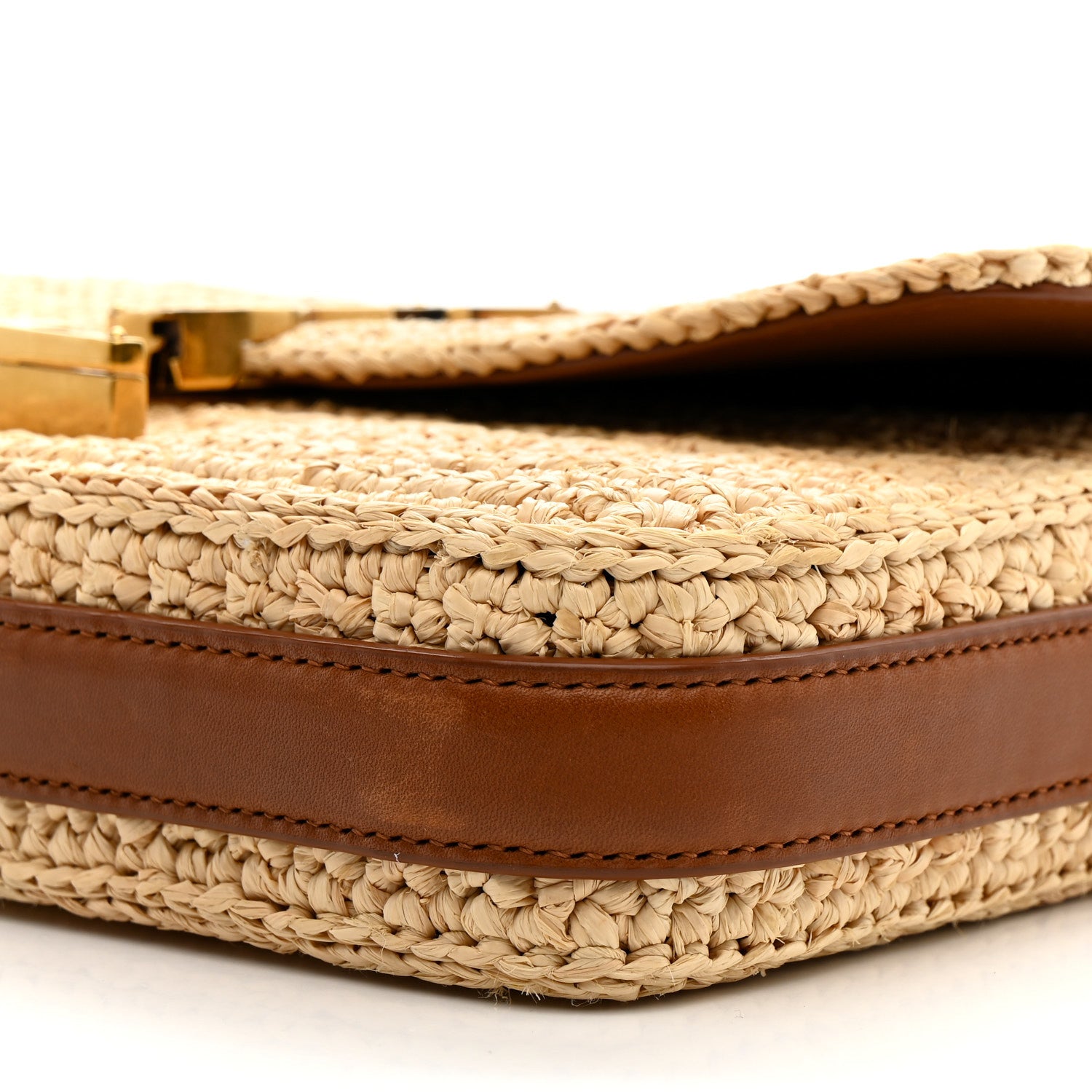 Saint Laurent Raffia Calfskin Medium Monogram Solferino Satchel Naturale Brick 10 of 13