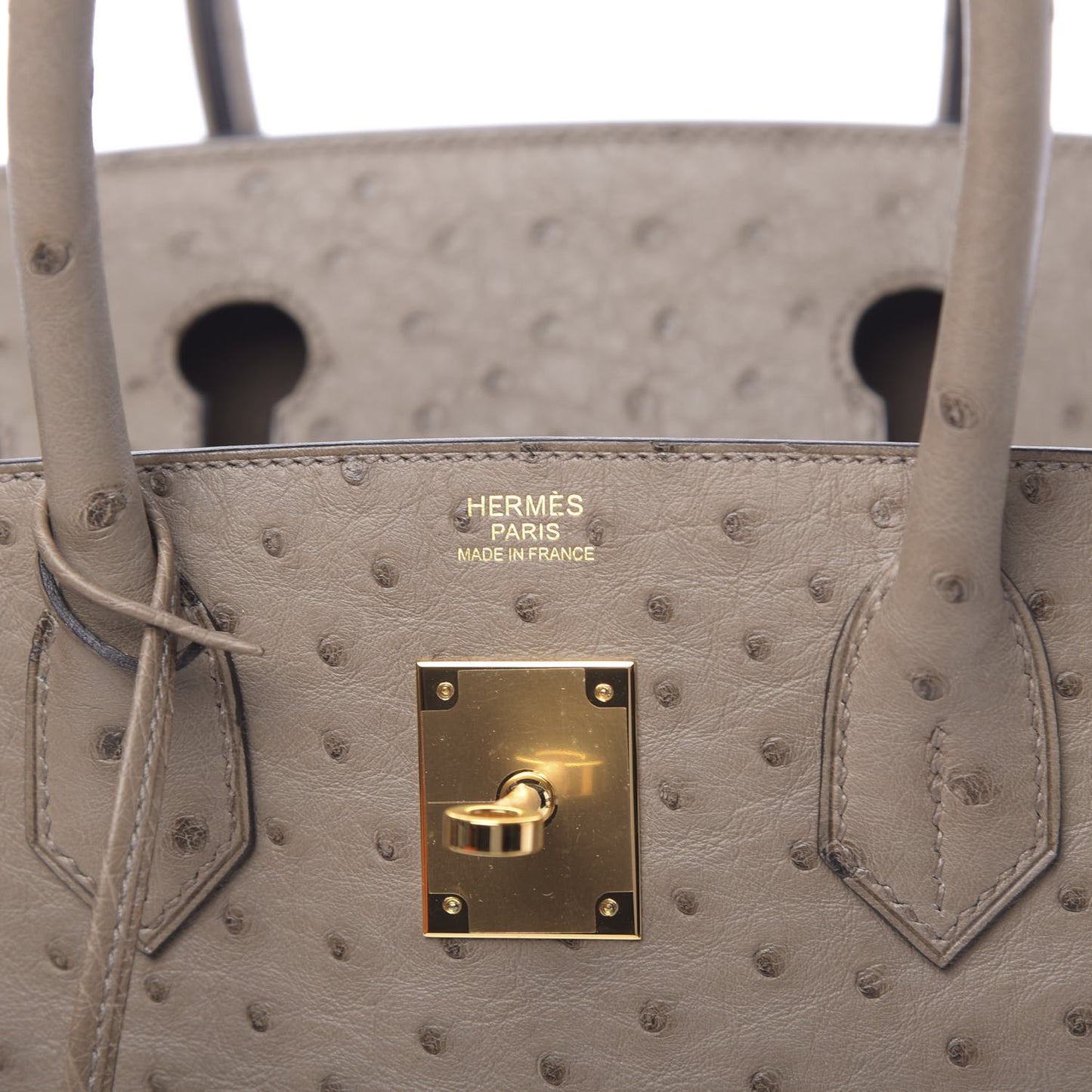 Ostrich Birkin 30 Gris Asphalte